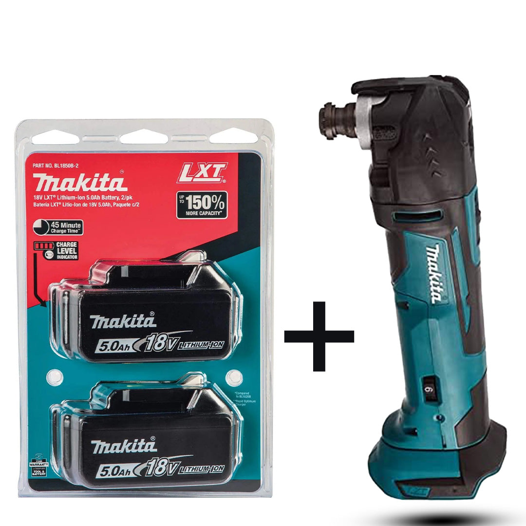 Makita DTM51Z 18V LXT Multi-Tool – Features Tool-Free Blade Change and Includes 2 x 5.0Ah Batteries